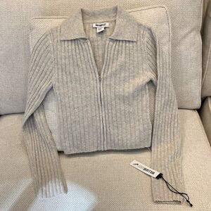 William Rast Zip Front Cropped Sweater, Size XS, NWT